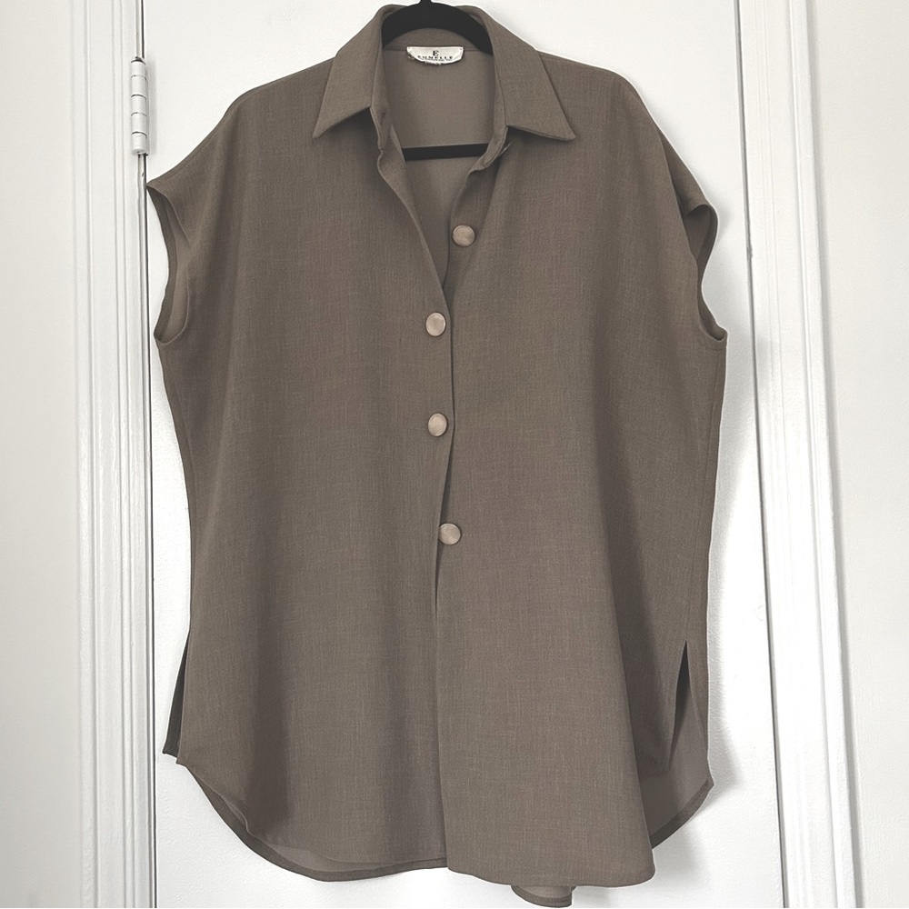 Vintage Emmelle Tan Buttoned Cape Vest